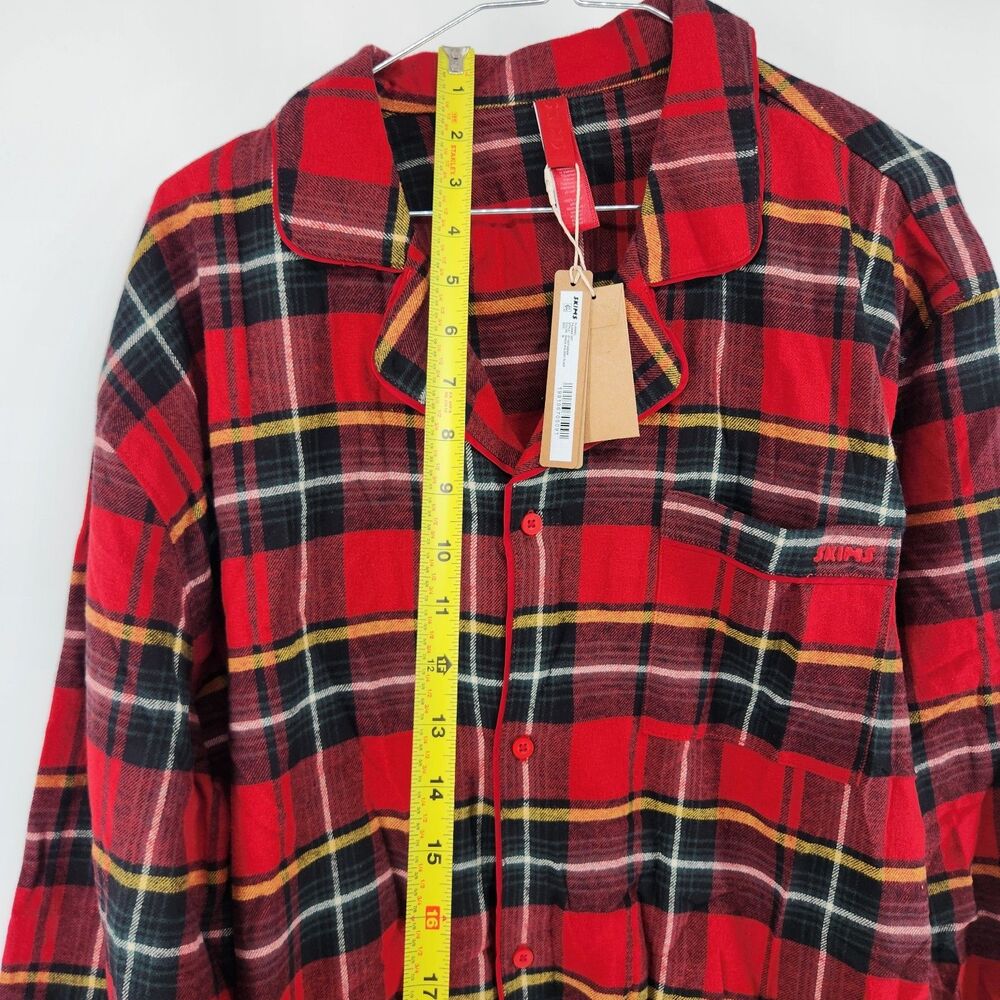 NWT SKIMS‎ Medium Brick Red Holiday Plaid Flannel Pajama Set NWT - Picture 7 of 16